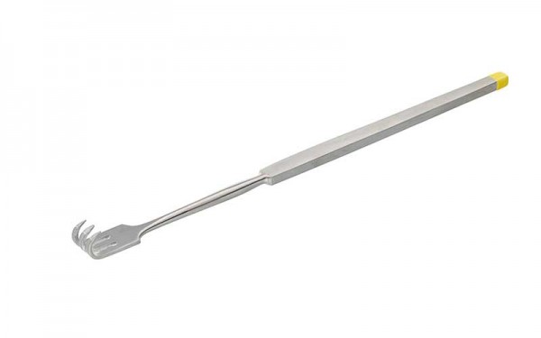 Crochet à plaie et trachée 3 dents tranchant 7,5 x 10 mm